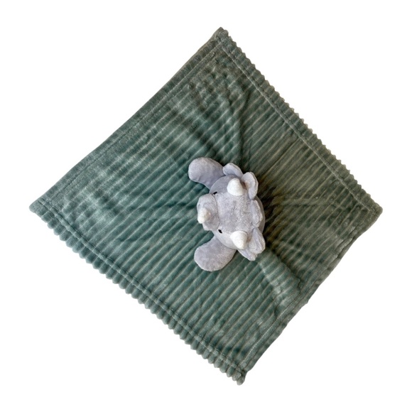 Modern Baby Triceratops Dinosaur Lovey Security Blanket Green Gray 2022 - Picture 5 of 10